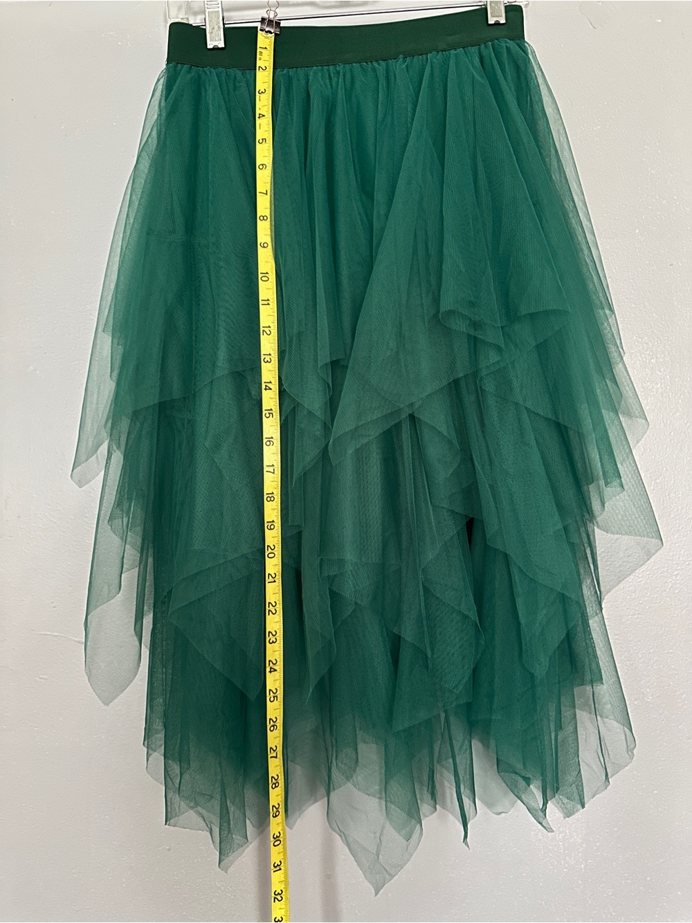 Green Layered Tulle Midi Skirt